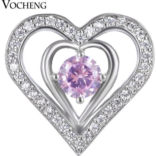 CZ Stone Vocheng Snap Charms Double Heart 4 Colors 18mm Copper Material Valentines Day Gift Vn-1407