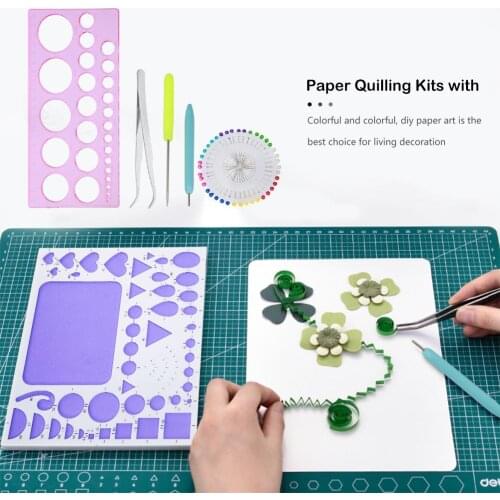 DIY Paper Quilling Tool Set Plastic Template Mould Board Tweezer Quilling Ruler Cone Bead Needles Rolling Pen Kit