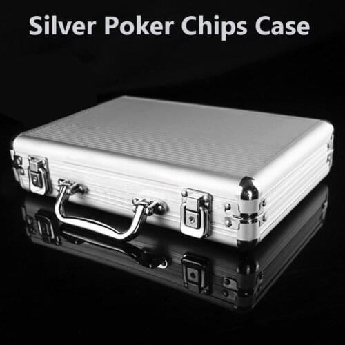 Texas Poker Chips Case 300PCS Chips Casino Monopoly Storage Box Silver Mambling House Tokens Suitcase ABS Poker Bargaining Chips