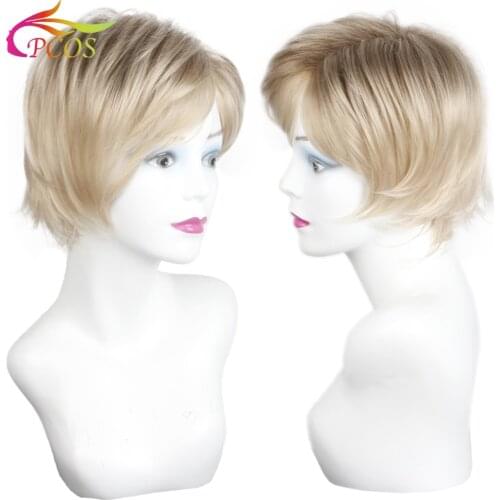 Short Fluffy Blonde Synthetic Wig for Women Daily Hair Natural Straight Wigs