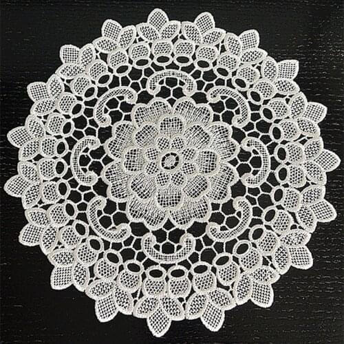 Round Water-soluble Embroidery Coaster Tea Set Wine Glass Cover Cloth Bedroom Study Living Room Vase Cushion Furniture Table Mat