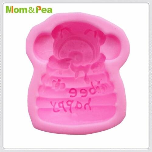 Mom&Pea MPA1879 Be Happy Shaped Silicone Mold Cake Decoration Fondant Cake 3D Mold Food Grade Soap Mold