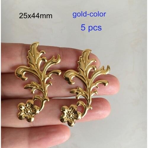 Samples - 5 pcs Metal Filigree Decor For Scrapbook Embellishment Gold/Silver/Bronze Different Shapes Tree Branch/Square/Flower