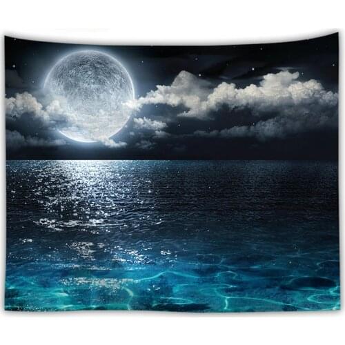 Ocean moon tapestry nature dorm decor wall hanging farmhouse drop shipping fabric wall cloth tapestries