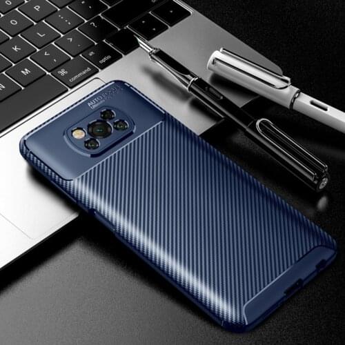 Carbon Fiber Pattern Shockproof Bumper Coque Cover For Little PocoX3 Poko Poco X3 NFC 6.67'' Case Fundas Soft TPU Silicone Shell