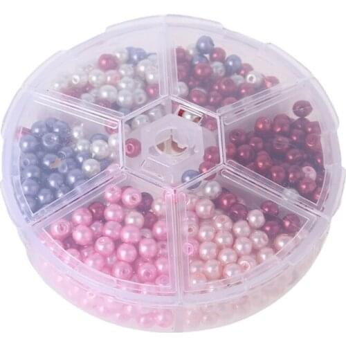 Colorful Loose Round Pearls Beads Assorted Multicolor Spacer Beads Plastic Craft with Storage Box for DIY Crafts