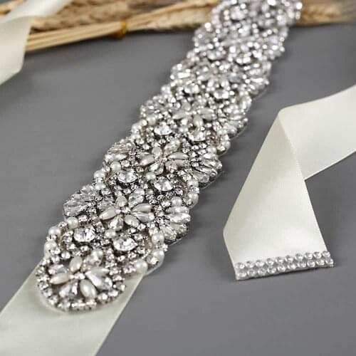 ZMS04B Rhinestone Applique Luxury Bridal Belts Silver Belt for Dress Plus Decorative Wedding Dress Belt Gown Evening Dresses