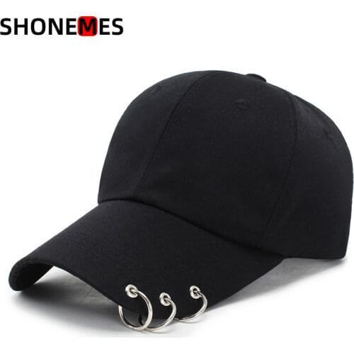 Sports Snapback Cap 3 Metal Rings Men Women Solid Baseball Cap Hip Hop Cool Plain Hats