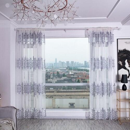 Modern Style 2 Pcs Household Special Cut Flower Curtain Polyester Fabric Transparent Clothes Bar Curtain Home Decoration Blinds