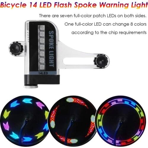 Bicycle Cycling Bike Tyre Tire Wheel Valve 14 LED Flash Spoke Warning Light Decorations Bicycle Lights Automatically Light Up