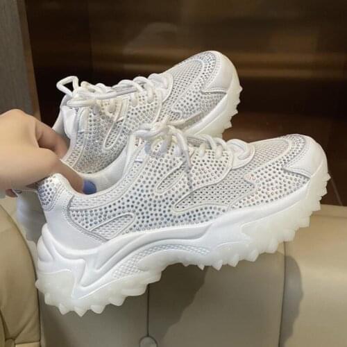 High Quality Autumn Genuine Leather White Chunky Sneakers for Women Casual Lace Up Womens Sports Running Walking Jogging Shoes