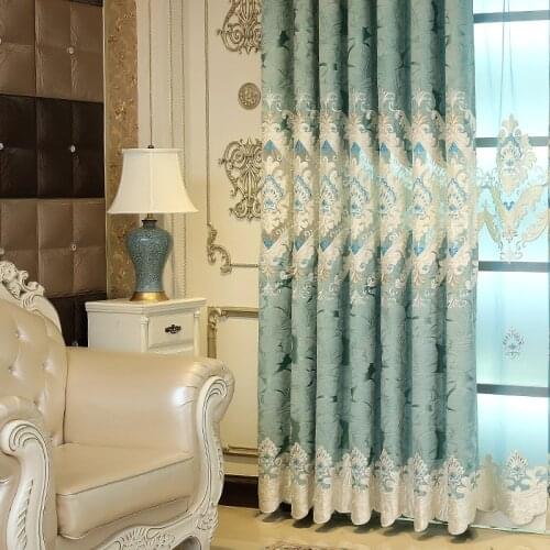 Custom curtains for Living Room Bedroom European-Style Cheney Blackout Cutout Embroidered Curtain Left and Right Biparting Open