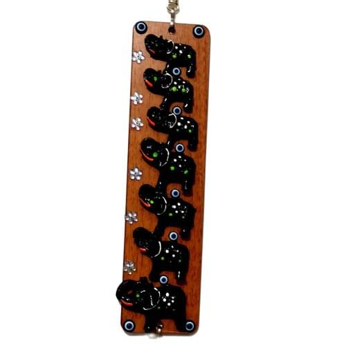 Evil Eye Bead, Black Seven Elephant Wall Decoration