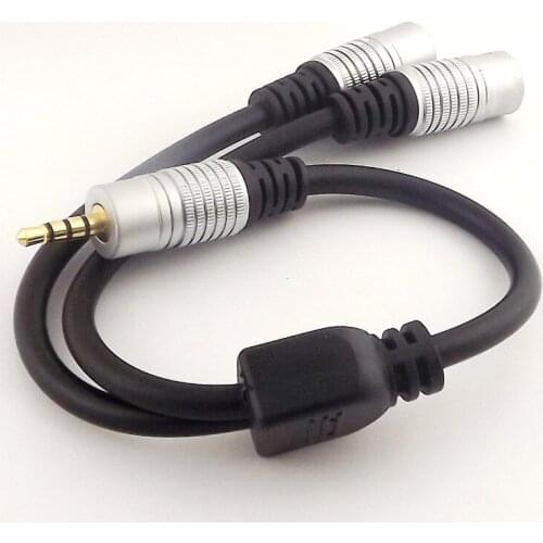 1pcs 3.5mm 4 Pole Male to Dual 1/8" Female Audio Extension Y Splitter Cable Cord 1FT