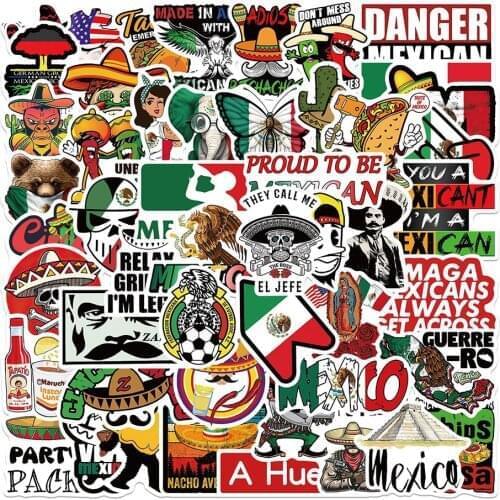 10/30/50PCS Cool Mexico Style Cartoo Stickers DIY Graffiti Travel Luggage Guitar Skateboard Cool Waterproof Sticker for Kid Toys