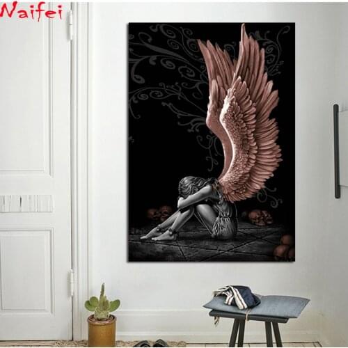 Full Square/round Diamond Painting 5D Butterfly woman DIY Diamond Art Embroidery Angels And Demons Handmade Mosaic Home Decor