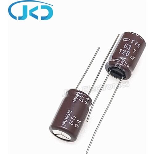 10pcs/lot 63v 120uf NCC KZE Series 10*16mm high-frequency low-impedance aluminum electrolytic capacitor 120uf 63v NIPPON