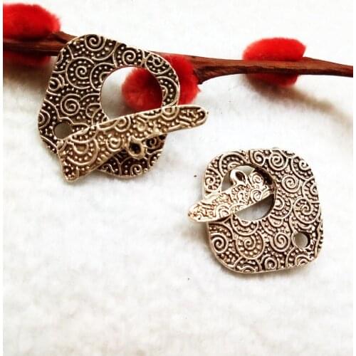 Free shipping 3pcs Ring 21X21mm Stick 7X25mm Tibetan Wave pattern Ot Buckle Alloy Spacer Loose Jewelry Accessories