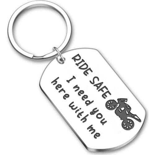 Fathers Day Ride Safe Keychain Biker Motorcycle Keyring Gift for Him Boyfriend Husband Dad Couples Gifts for New Driver Biker