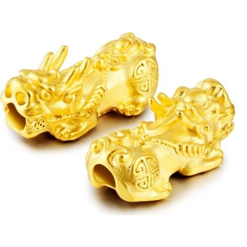 Pixiu Big Hole Spacer Beads Vietnam Shakin Never Fade Golden for Lucky Charms Jewelry Making DIY Bracelet Necklace Accessories
