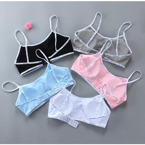 Bra Girl Vest Cotton Spandex with Letter Solid Color Girls Sport Underwear Racerback Training Bra Girls Underwear Breathable