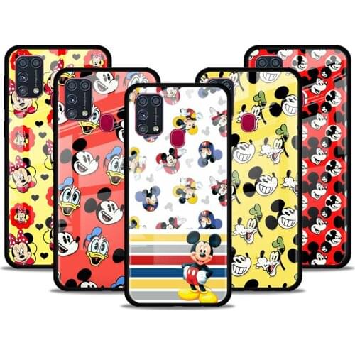 Lovely Mickey Disney for Samsung Galaxy S21 Ultra A71 A51 4G 5G A91 A81 A41 A31 A21 A11 A01 Tempered Glass Phone Case