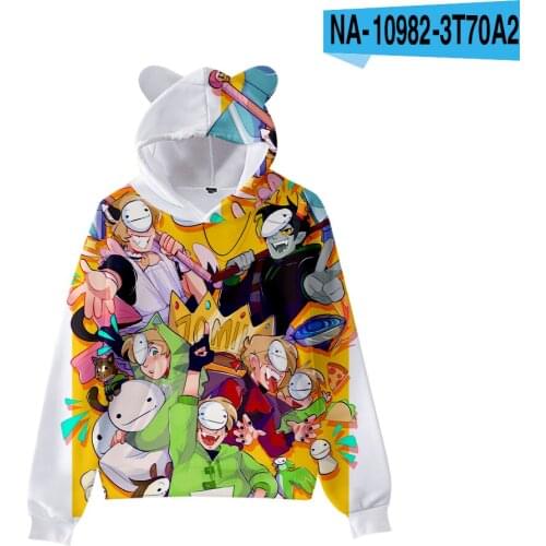 Cat ears childrens hoode dreamwastaken Harajuku 3D printing boys and girls sweatshirts spring and autumn daily casual pullovers