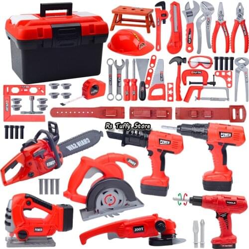 Childrens Toolbox Baby Simulation Repair Tool Pretend Toys Electric Drill Chainsaw Screwdriver Repair Play House Toy Kids Tools