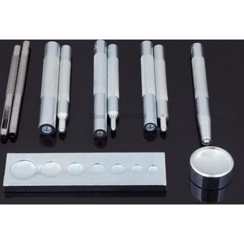 DHL 20set 11pcs/set Punch Leather Craft Tool Skin Die Snap Rivet Fastener Button Hole Setter Base Punch Tools DIY Accessories