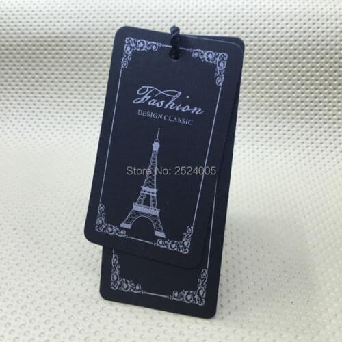 Custom clothing black matte paper printed tag/price tagging/garment printed label/cardboard tag/brand name logo 1000 pcs a lot