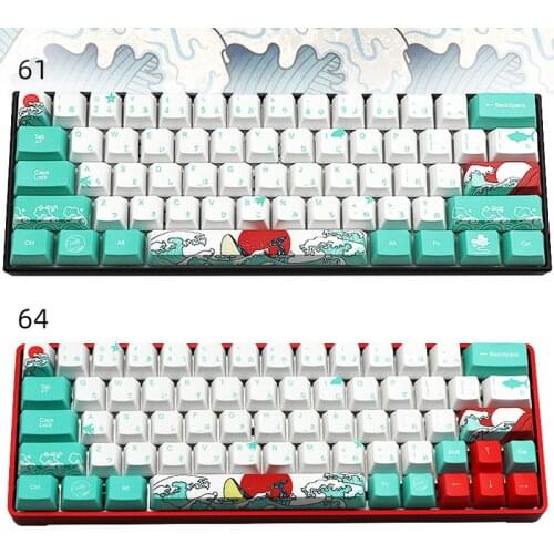 Coral Sea Keycap DZ60/POKER/GK61/GK64 Dye Sublimation PBT Keycap Mechanische Toetsenbord OEM 71 110 Korean Japanese Character