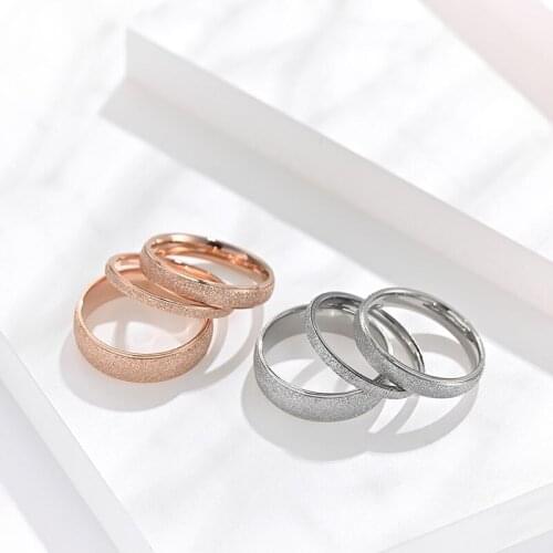 2mm/4mm/6mm Classic Simple Matte Narrow Titanium Steel for Women Trendy Tail Ring Rose Gold/Silver Wedding Band Jewelry Gift