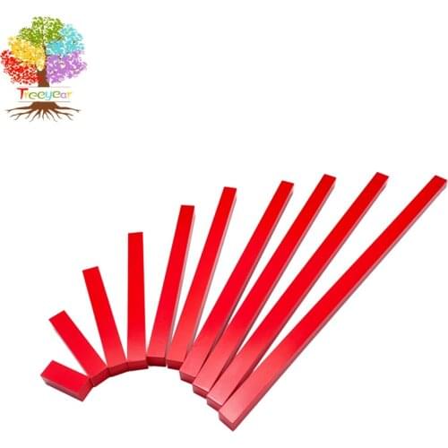 Treeyear Montessori Red Rods Wooden Red Long Sticks Math Rod Toys Kids Educational Early Teaching(Family Version