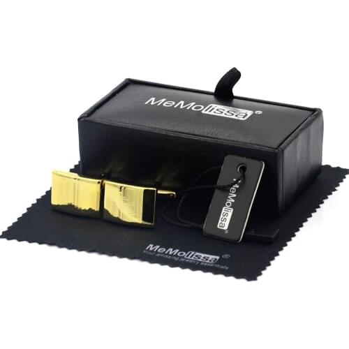 MeMolissa Display Box Office Style Rectangular Cufflinks Gold Curved Cufflinks Mens Business Cuff Free Tag & Wipe Cloth