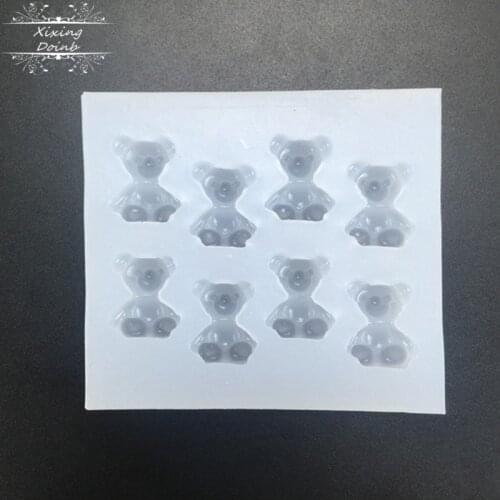 Mini bear shape clay fudge cake decoration tools epoxy hand accessories crystal craft silicone mold