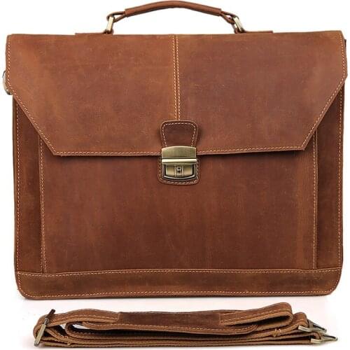 Men Briefcase Handbags Cow Leather Travel Business Dress Large 17" Laptop Bags Casual Big High Quality Messenger Crossbody Bag