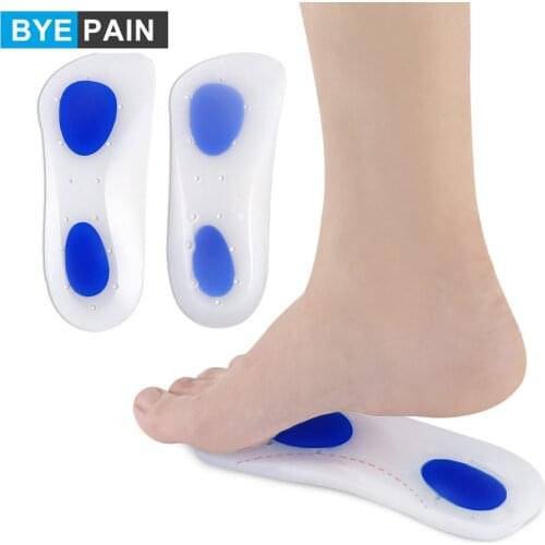 1Pair Soft Silicone Insole for Heel Spurs Pain Foot Cushion Foot Massager Care Half Heel Insole Pad Shock Absorbing Shoe Inserts