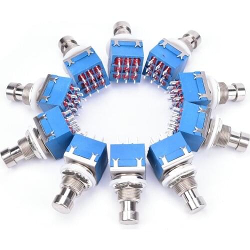 New 10Pcs 9-pin 3PDT Guitar Effects Pedal Box Stomp Foot Metal Switch True Bypass