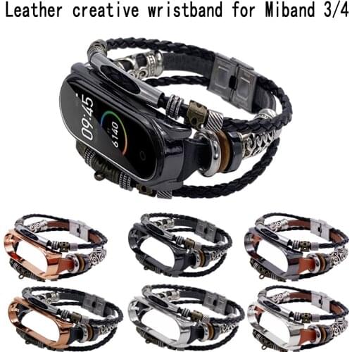 DIY Original vintage leather replace strap for Xiaomi mi band 3 watch strap and xiao mi 4 bracelet, for mi band 3 Wristband