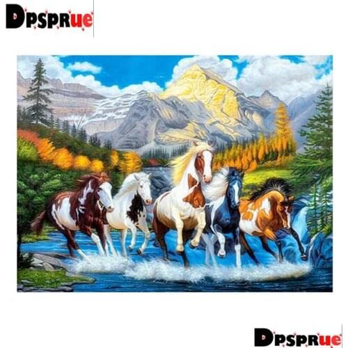 Dpsprue Full Square/Round Diamond Painting Cross Stitch Diamond 3D Embroidery Animal Horse DIY 5D Moasic Home Decor Gift K38