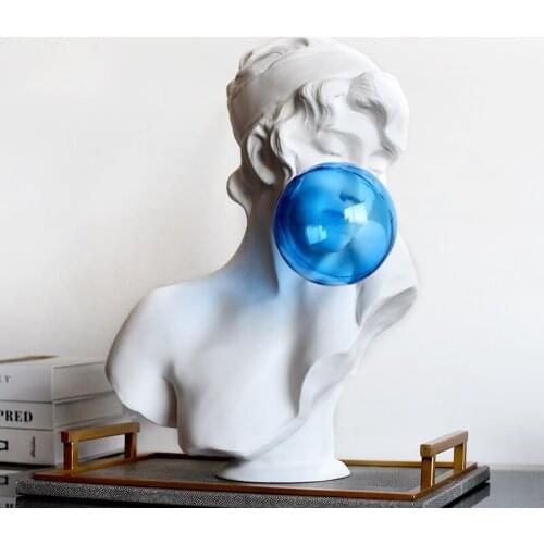 Roman Mythology Creative Blue Bubble Girl Figure Art Sculpture Venus Goddess Statue Resin Crafts Simple Home Decoration