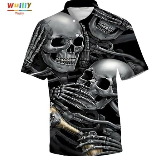 3D Horror Polo Shirts For Men Unisex Casual Novelty Skeleton Polo T Shirt For Men and Women Graphic Tees Fashion T-Shirt