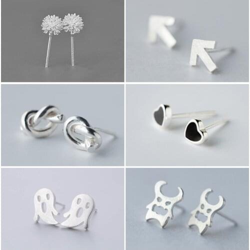 Sasusp Heart Earrings For Women Knot Flower Leaf Stud Earrings 2019 Girls Earing Jewelry Daughter Birthday Gift