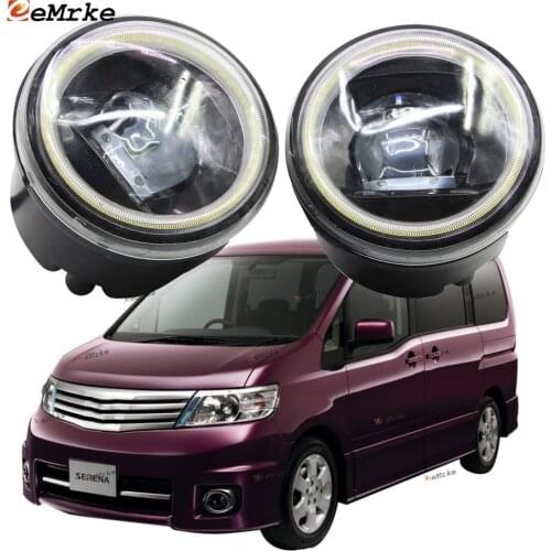 LED Fog Light Cut-Line Lens for Nissan Serena 20G/20S C25 2005 2006 2007-10.2010 Led Angel Eye DRL Daytime Running Lights Front