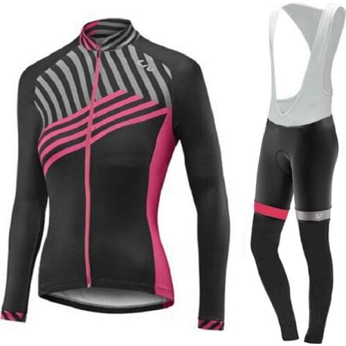 LIV 2018 women Sport long sleeve Cycling jersey bib pants set ropa ciclismo wear shirt bicycle clothing autumn bike Clothes