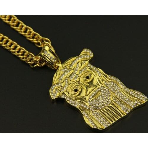 ZRM 10pcs/lot Wholesale Fashion Jewelry hip hop Charm JESUS Christ Piece Head Face Pendant Necklace