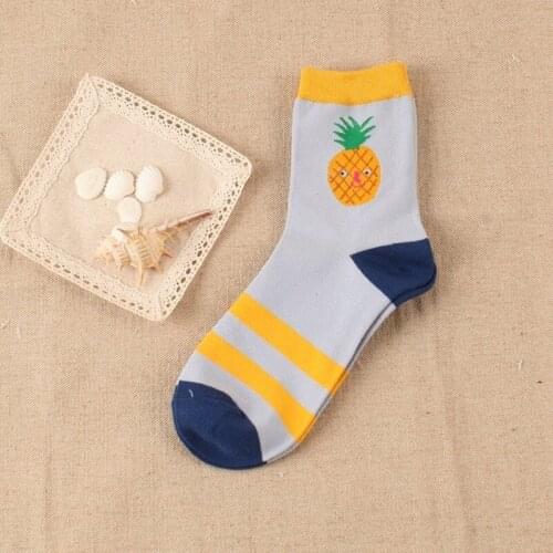 1pair Autumn and Winter New Women In The Tube Socks Cartoon Female Cotton Socks Fruit Series Female Socks Long Socks Wholesale