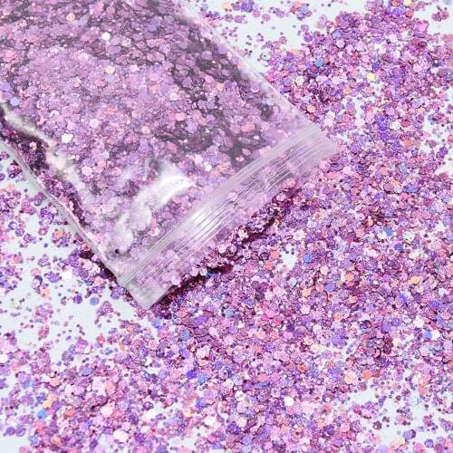 100g/bag Chunky Nail Glitter 24 Colors Mix Hexagon Mermaid Holographic Flakes Powder Chameleon Manicure Sequins Decoration WS#45