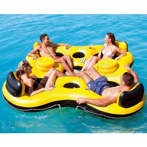 2.57x2.57M Inflatable floating boat outdoor sea rafting family gathering floating row boat floating bed