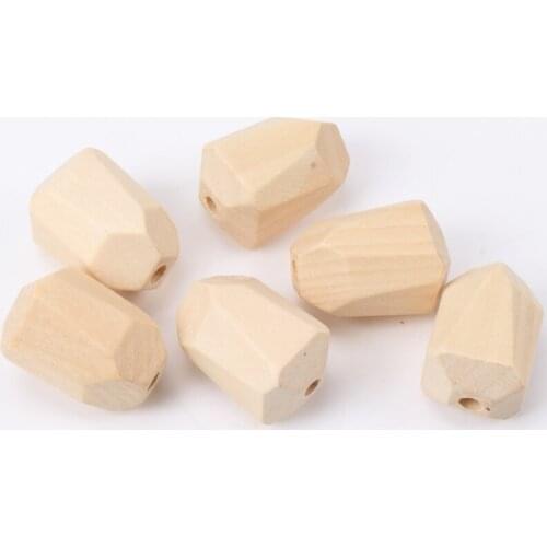 20x30mm 5pcs Natural Faceted Wooden unfinished geometric Spacer Beads For Jewelry making Handmake DIY Accessory KL92